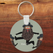 おもしろい踊りRABBIパーソナライズされた with文字 キーホルダー (正面)