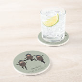 おもしろい踊りRABBIパーソナライズされた with文字 コースター (側面)