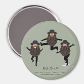 おもしろい踊りRABBIパーソナライズされた with文字 マグネット (正面/裏面)