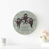 おもしろい踊りRABBIパーソナライズされた with文字 ラージ壁時計 (ホーム)