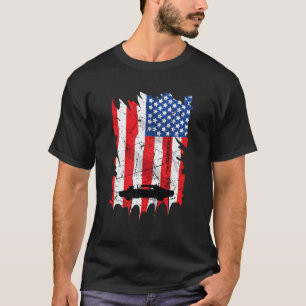 おもしろい車の男のギフト – アメリカ国旗のビッグブロックマッスル Tシャツ