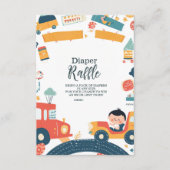 おもしろい車の男の子シャワーおむつラッフル エンクロージャーカード (正面)