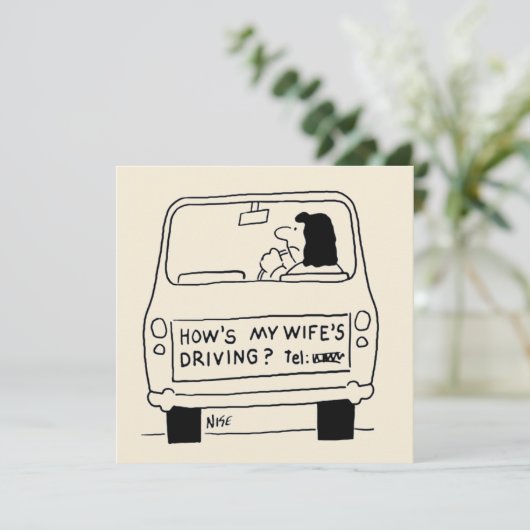おもしろい車を運転する妻の漫画 カード (スタンド正面)