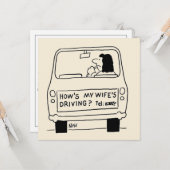 おもしろい車を運転する妻の漫画 カード (正面/裏面インサイチュ)