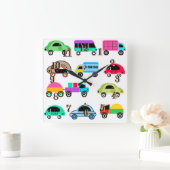 おもしろい車 スクエア壁時計 (ホーム)