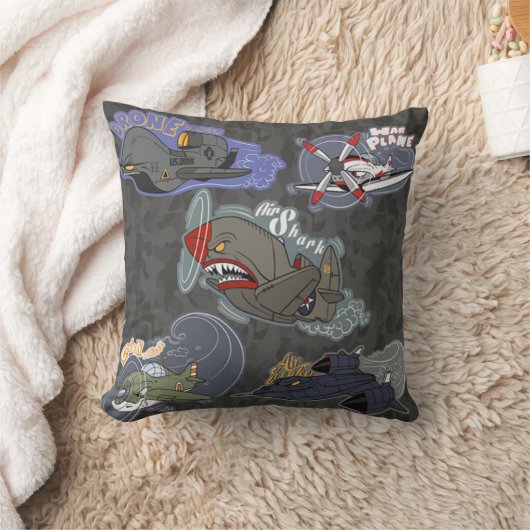 おもしろい軍隊飛行機 クッション (ブランケット)