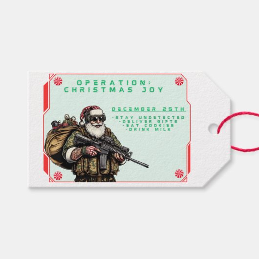 おもしろい軍隊/クリスマスのサンタ ギフトタグ (正面(横))
