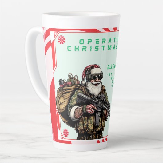 おもしろい軍隊/クリスマスサンタ カフェラテマグ (左アングル)