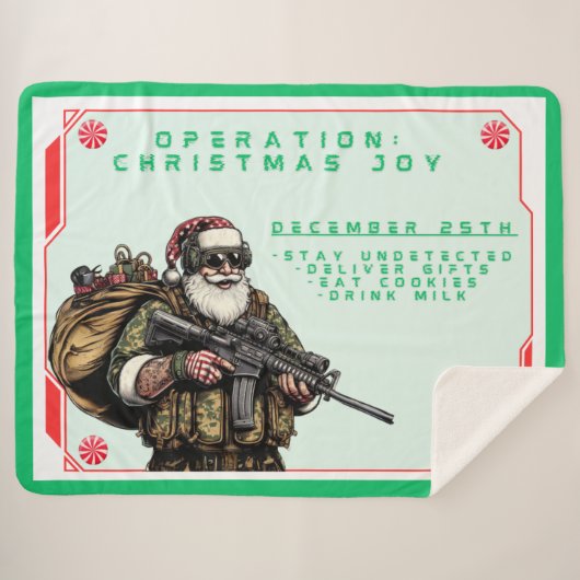 おもしろい軍隊/クリスマスサンタ シェルパブランケット (正面(横))
