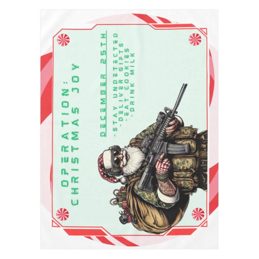 おもしろい軍隊/クリスマスサンタ テーブルクロス (正面)