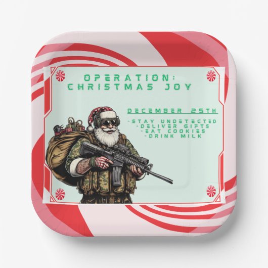 おもしろい軍隊/クリスマスサンタ ペーパープレート (正面)