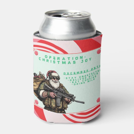 おもしろい軍隊/クリスマスサンタ 缶クーラー (缶正面)