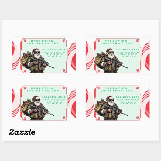 おもしろい軍隊/クリスマスサンタ 長方形シール (シート)