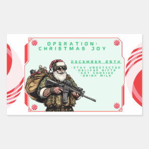 おもしろい軍隊/クリスマスサンタ 長方形シール