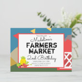 おもしろい農家市場野菜ピクニック誕生日I 招待状 (スタンド正面)
