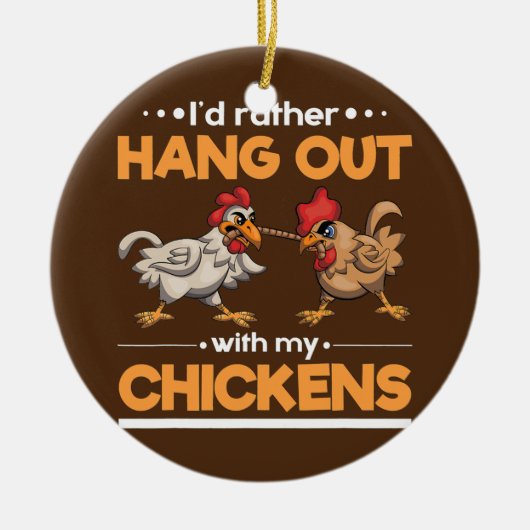 おもしろい農家農場動物Idはむしろハングアウト セラミックオーナメント (正面)