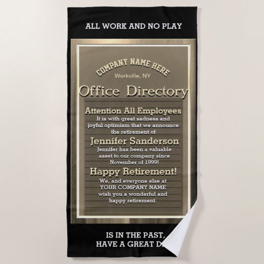 おもしろい退リラックス金とおもしろい ビーチタオル (正面)