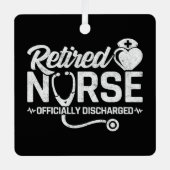 おもしろい退職したナース冗談の看護 メタルオーナメント (正面)