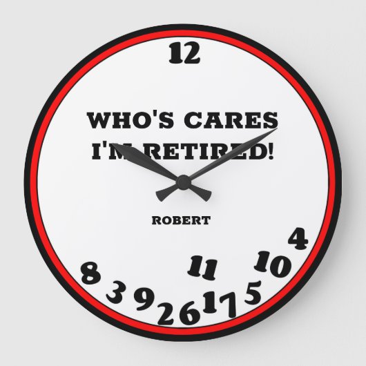 おもしろい退職したノベルティ ラージ壁時計 (正面)