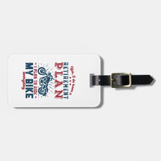 おもしろい退職したバイクもしくは自転車に乗る人退職計画マイバイク ラゲッジタグ (正面横)