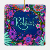 おもしろい退職したフローラピかわいらしンクハート セラミックオーナメント (裏面)