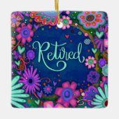 おもしろい退職したフローラピかわいらしンクハート セラミックオーナメント (正面)