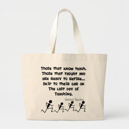 おもしろい退職した先生引用文 ラージトートバッグ (正面)