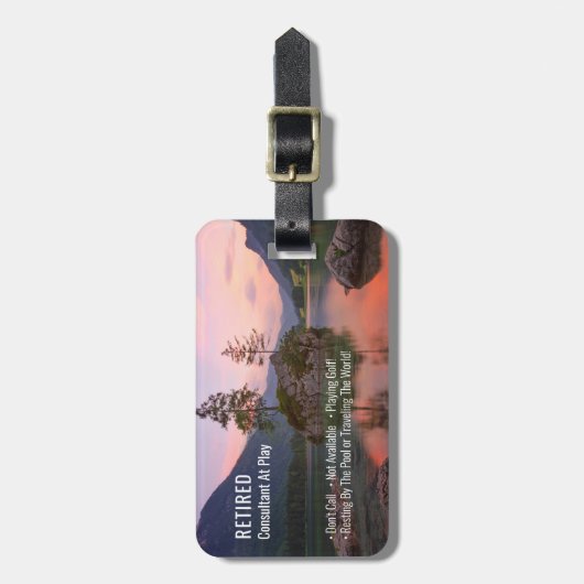 おもしろい退職した日の入り湖 ラゲッジタグ (正面縦)