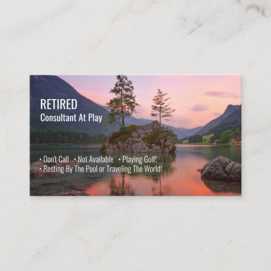 おもしろい退職した日没の湖、DIY職業Gag 名刺 (正面)