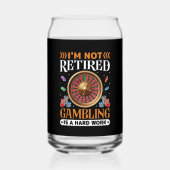 おもしろい退職した賭博のワードアート ガラス缶 (正面)