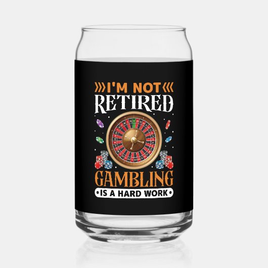 おもしろい退職した賭博のワードアート ガラス缶 (正面)