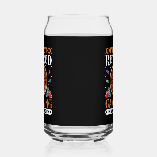 おもしろい退職した賭博のワードアート ガラス缶 (右)