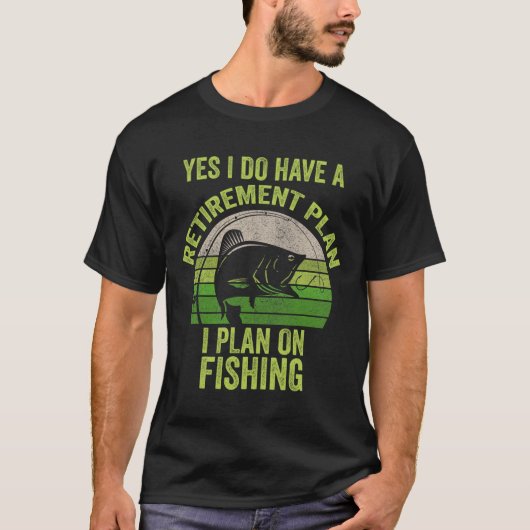 おもしろい退職した魚釣り男性へ Tシャツ (正面)