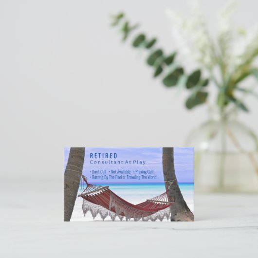 おもしろい退職した、ビーチ・ハンモック、職業ギャグ 名刺 (スタンド正面)