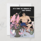 おもしろい退職パーティの招待状のタオル投げ 招待状 (正面)