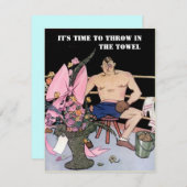 おもしろい退職パーティの招待状のタオル投げ 招待状 (正面/裏面)