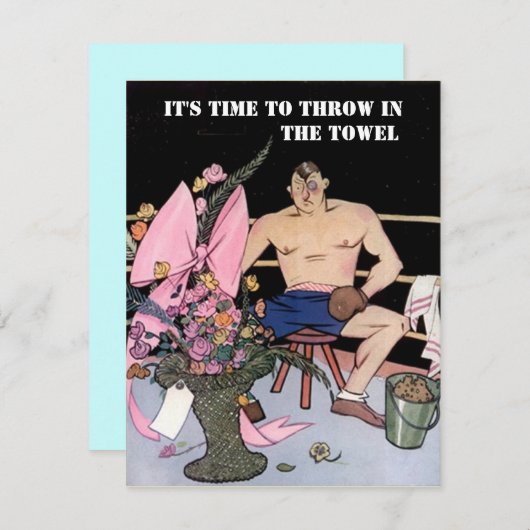 おもしろい退職パーティの招待状のタオル投げ 招待状 (正面/裏面)