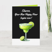 おもしろい退職者ハッピーアワーパーソナライズされたグリーティングカード カード (正面)