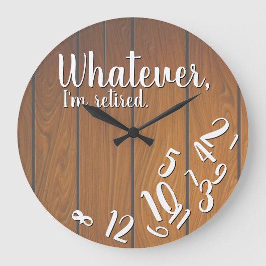 おもしろい退職金は木で退職した素朴す ラージ壁時計 (正面)