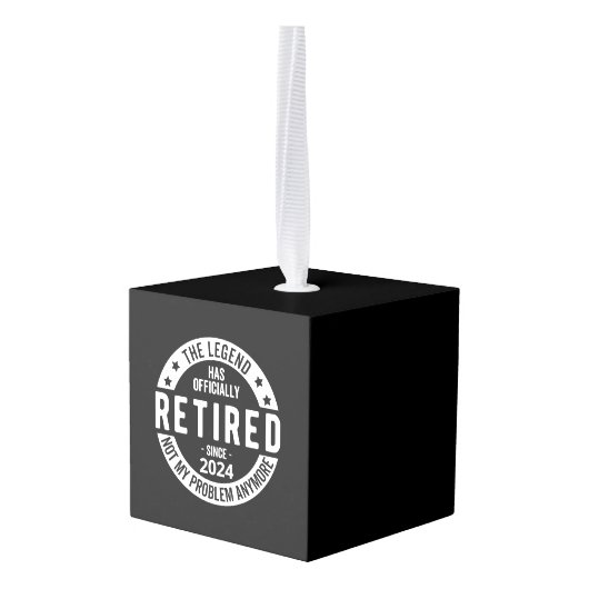 おもしろい退職、退職計画2024 キューブオーナメント (裏面アングル)
