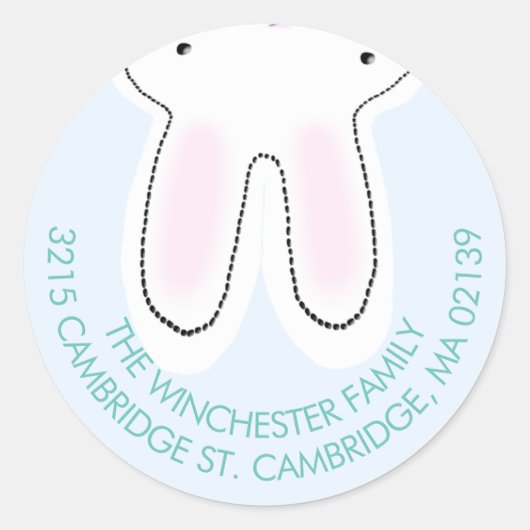 おもしろい逆さイースターのバ淡い色のニー青 ラウンドシール (正面)