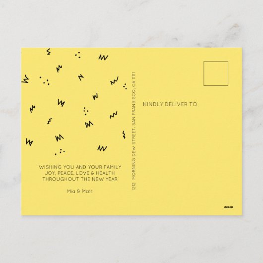 おもしろい遊び心あふれる新年のご挨 シーズンポストカード (裏面)