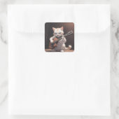 おもしろい遊ギターの猫芸術 スクエアシール (バッグ)