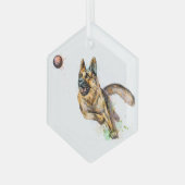 おもしろい遊ハッピーズボールドイツ羊飼いドッグアート ガラスオーナメント (正面左)