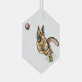 おもしろい遊ハッピーズボールドイツ羊飼いドッグアート ガラスオーナメント (正面右)