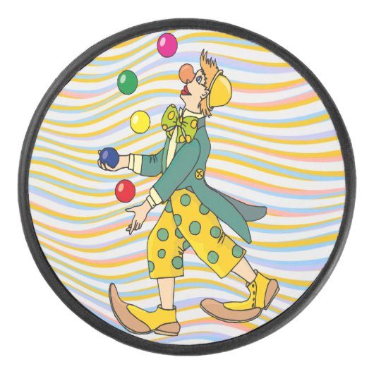 おもしろい遊ピエロのカラフル球 アイスホッケーパック (正面)