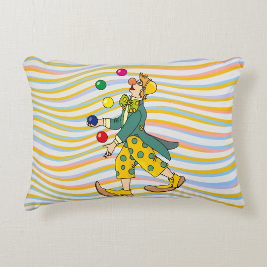 おもしろい遊ピエロのカラフル球 アクセントクッション (正面)