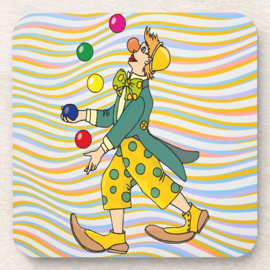 おもしろい遊ピエロのカラフル球 コースター (正面)