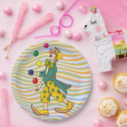 おもしろい遊ピエロのカラフル球 ペーパープレート (パーティー)