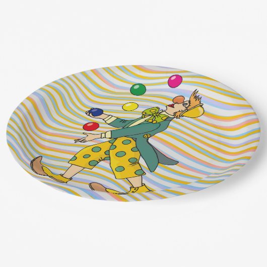 おもしろい遊ピエロのカラフル球 ペーパープレート (アングル)